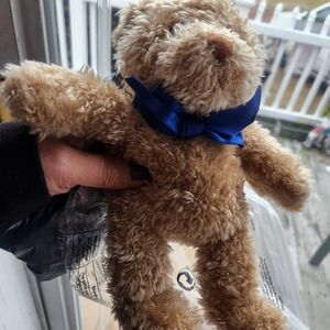 Cuddly Brown Teddy Bear with Blue Bow